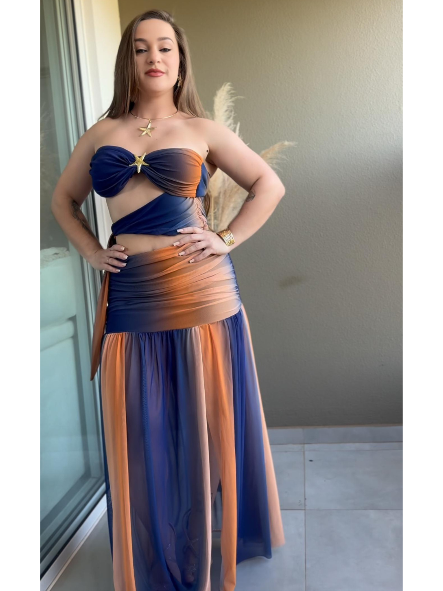 Vestido Blogueira Degradê Sem Alças Modern Sasha Cores Novas - LANÇAMENTO