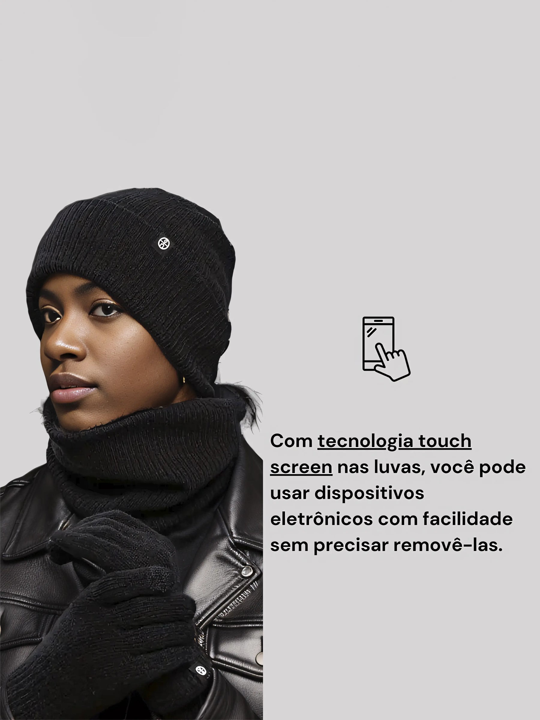 Conjunto Térmico Gorro, Cachecol e Luvas Modern Frozen