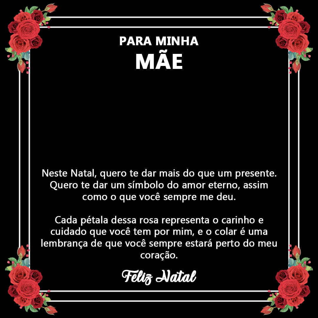 Caixa com Rosa Eterna & Colar Coração Personalizado - Para Minha Mãe