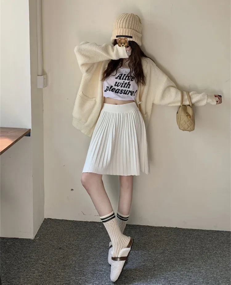 Saia Plissada Cintura Alta Modern Charlie