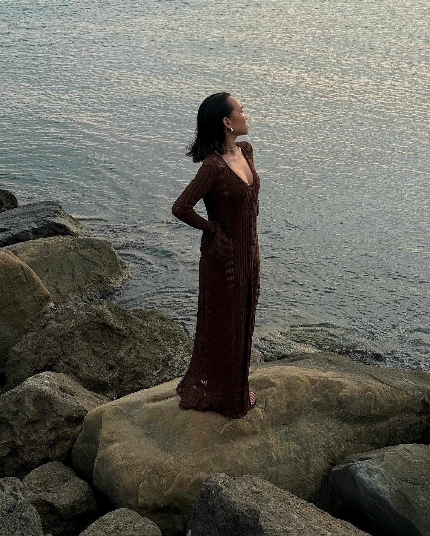 Vestido Longo Bata Cardigã em Tricô Modern Emily