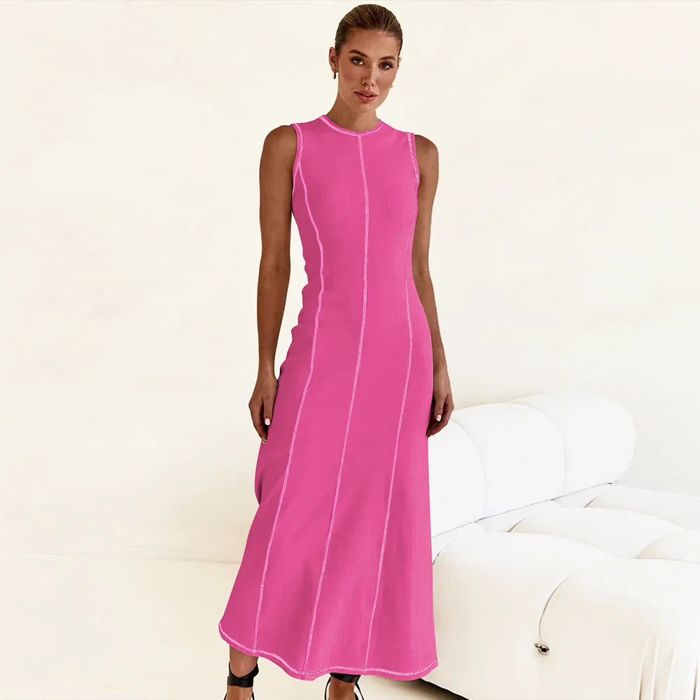 Vestido Midi de Malha Sem Mangas Modern Eleganza