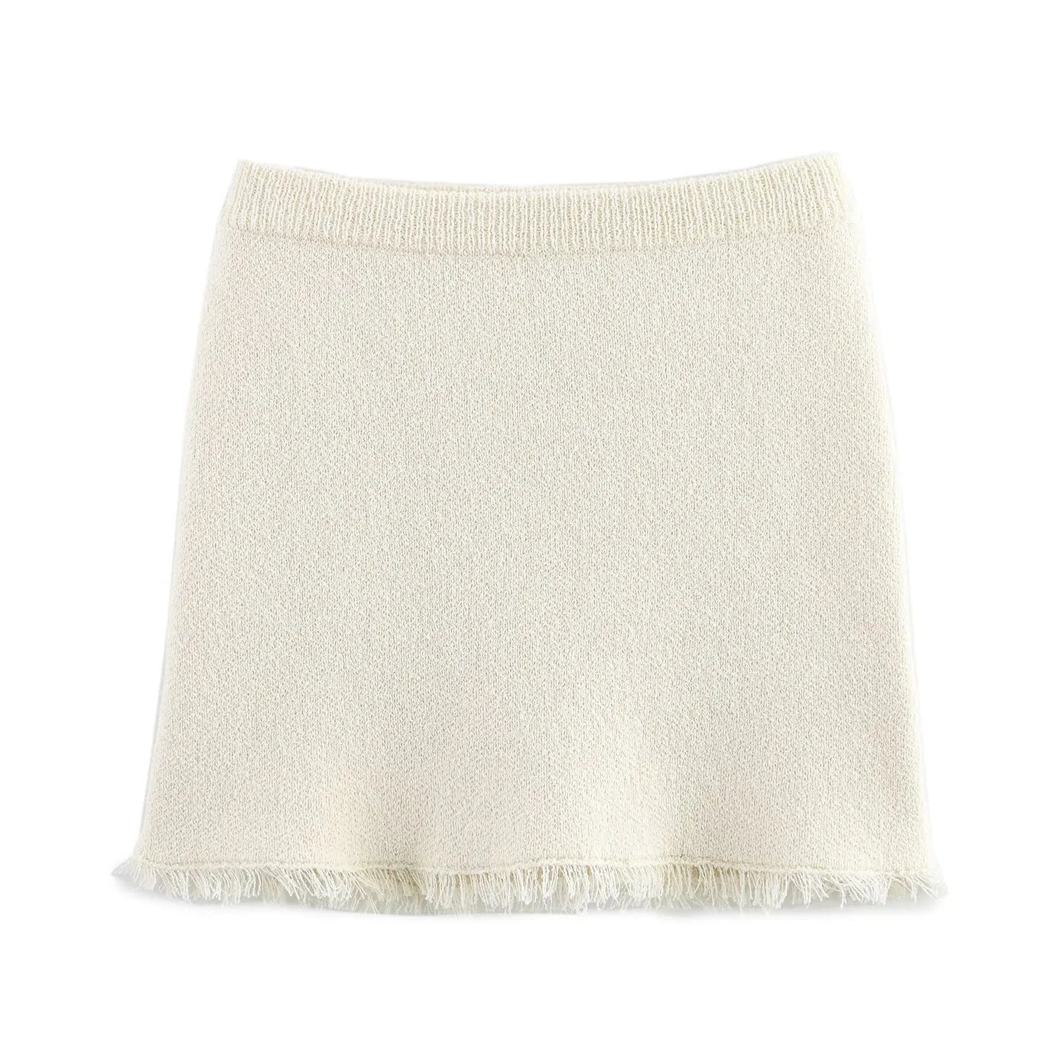 Conjunto Tricô Blusa Manga Curta e Saia Curta Modern Safira