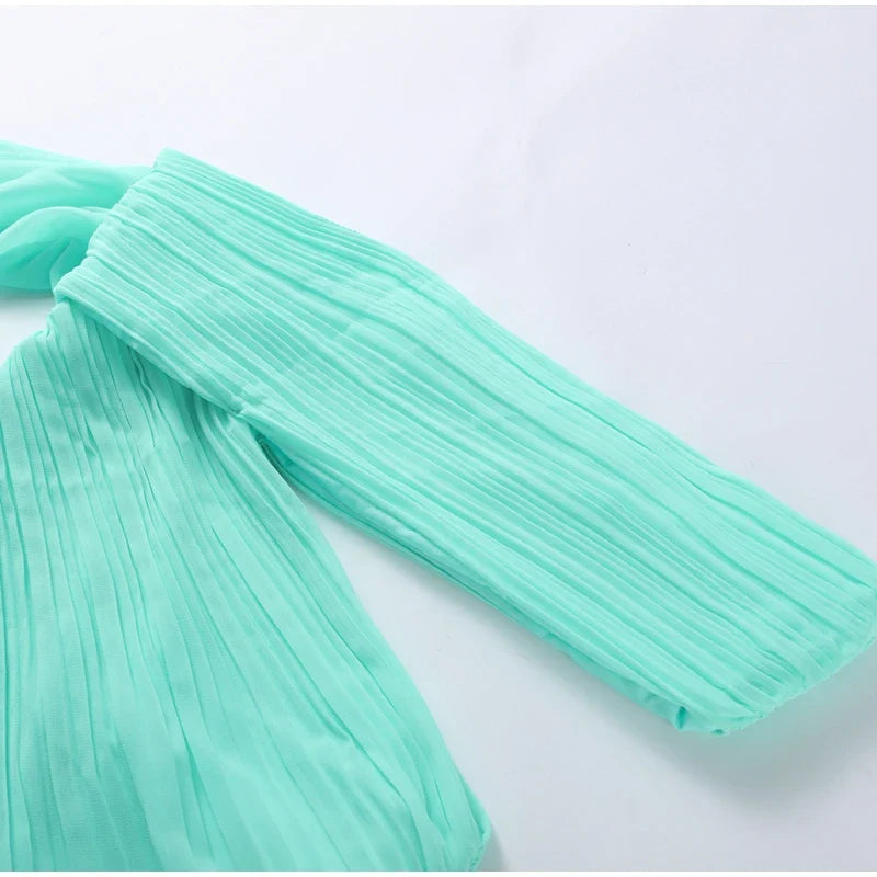 Vestido Longo Elegante Plissado Modern Eva