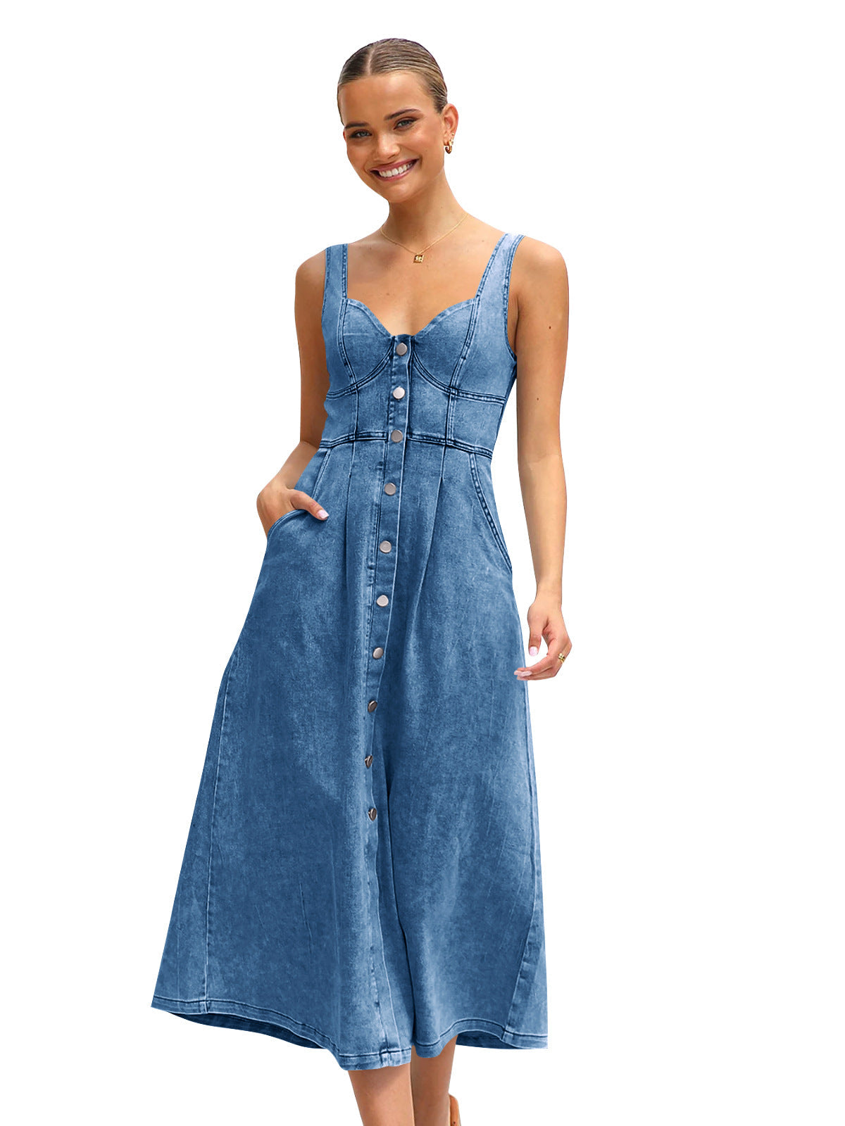 Vestido Midi Jeans Modern Gaya