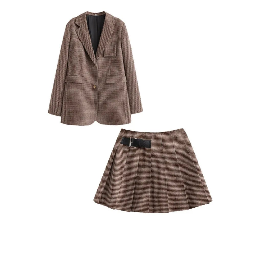 Conjunto Blazer e Saia Curta Plissada Modern Charlotte
