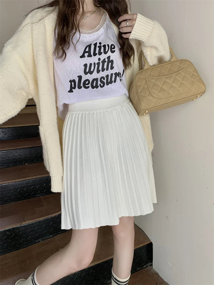 Saia Plissada Cintura Alta Modern Charlie