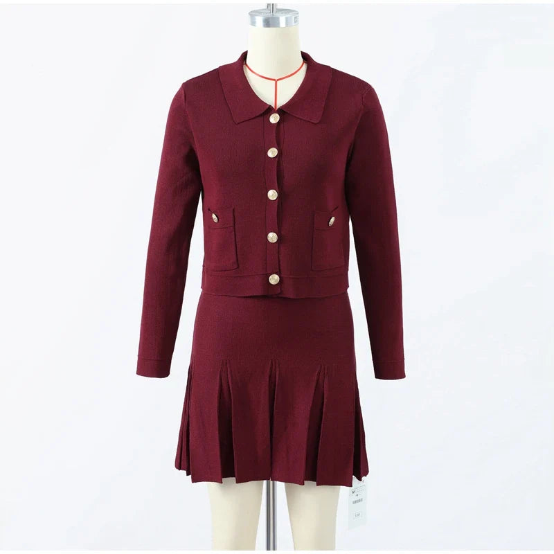 Conjunto Cardigan e Saia Plissada Modern Alessia