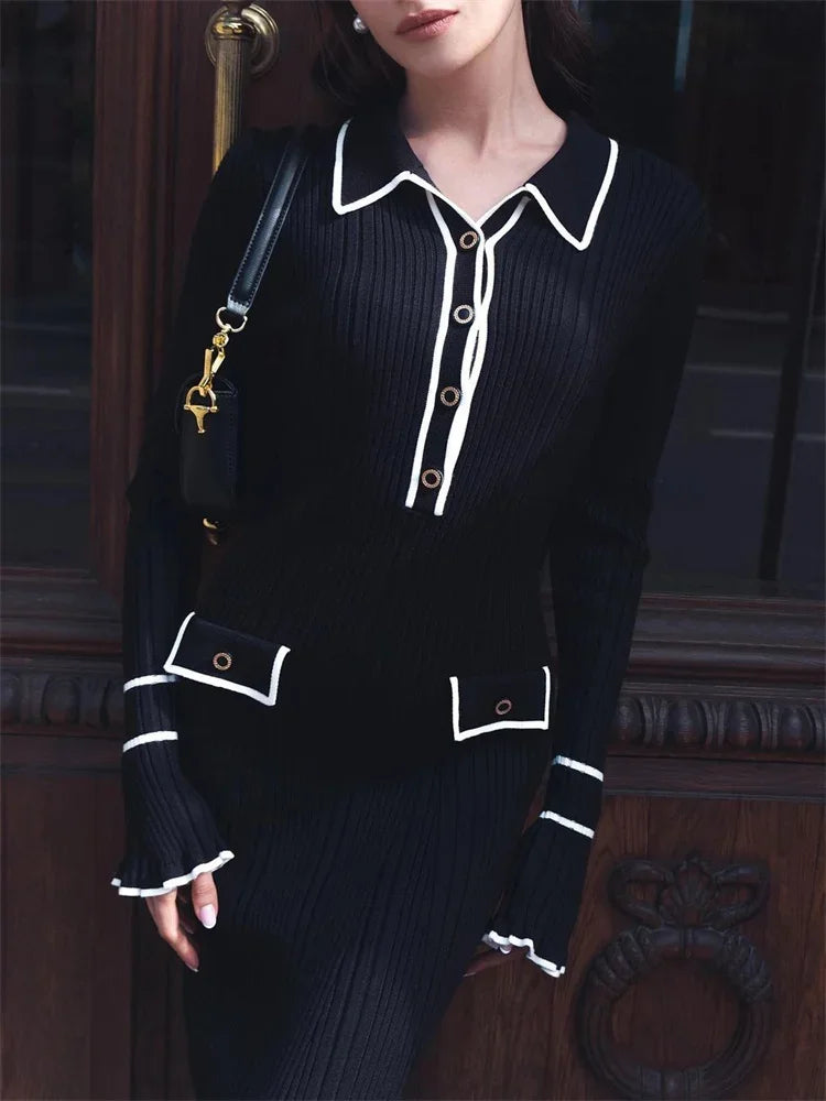 Vestido Midi Manga Longa com Botões Modern Amélie