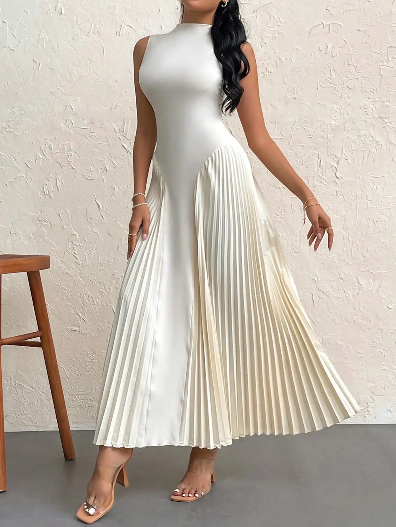 Vestido Midi Regata Plissado Modern Auren