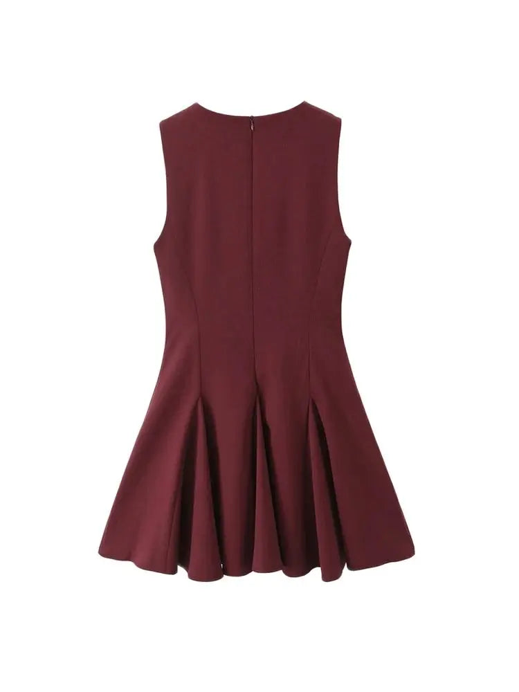 Vestido Curto Godê Barra Plissada Modern Sienna