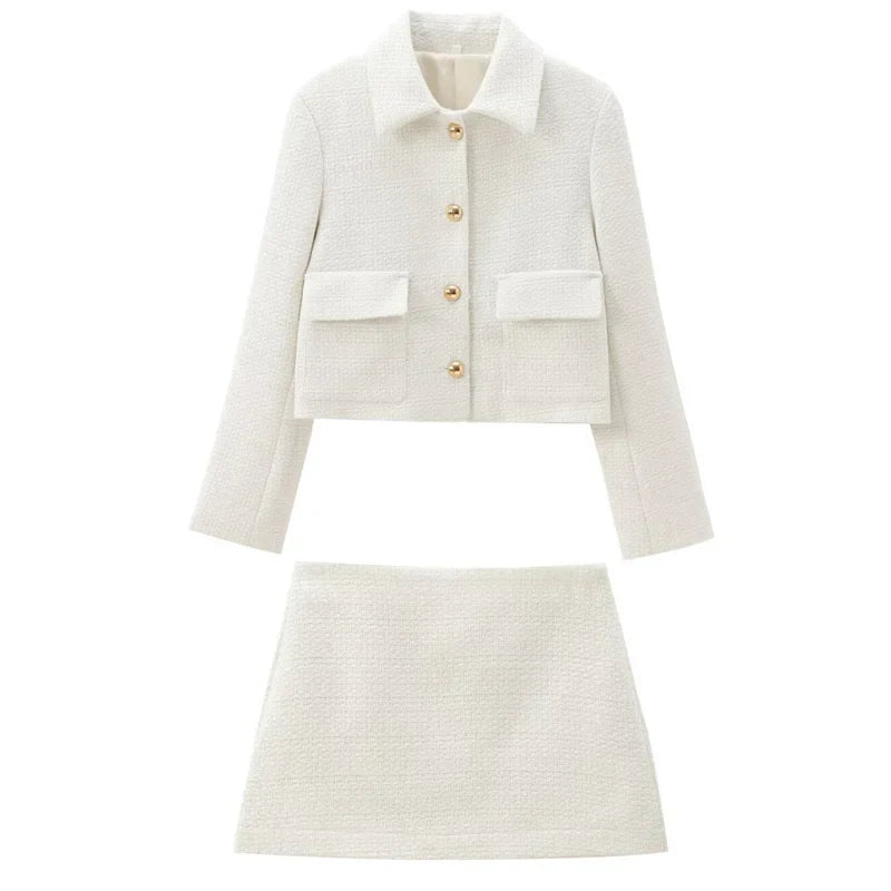 Conjunto Casaco com Botões e Saia Curta Modern Margô
