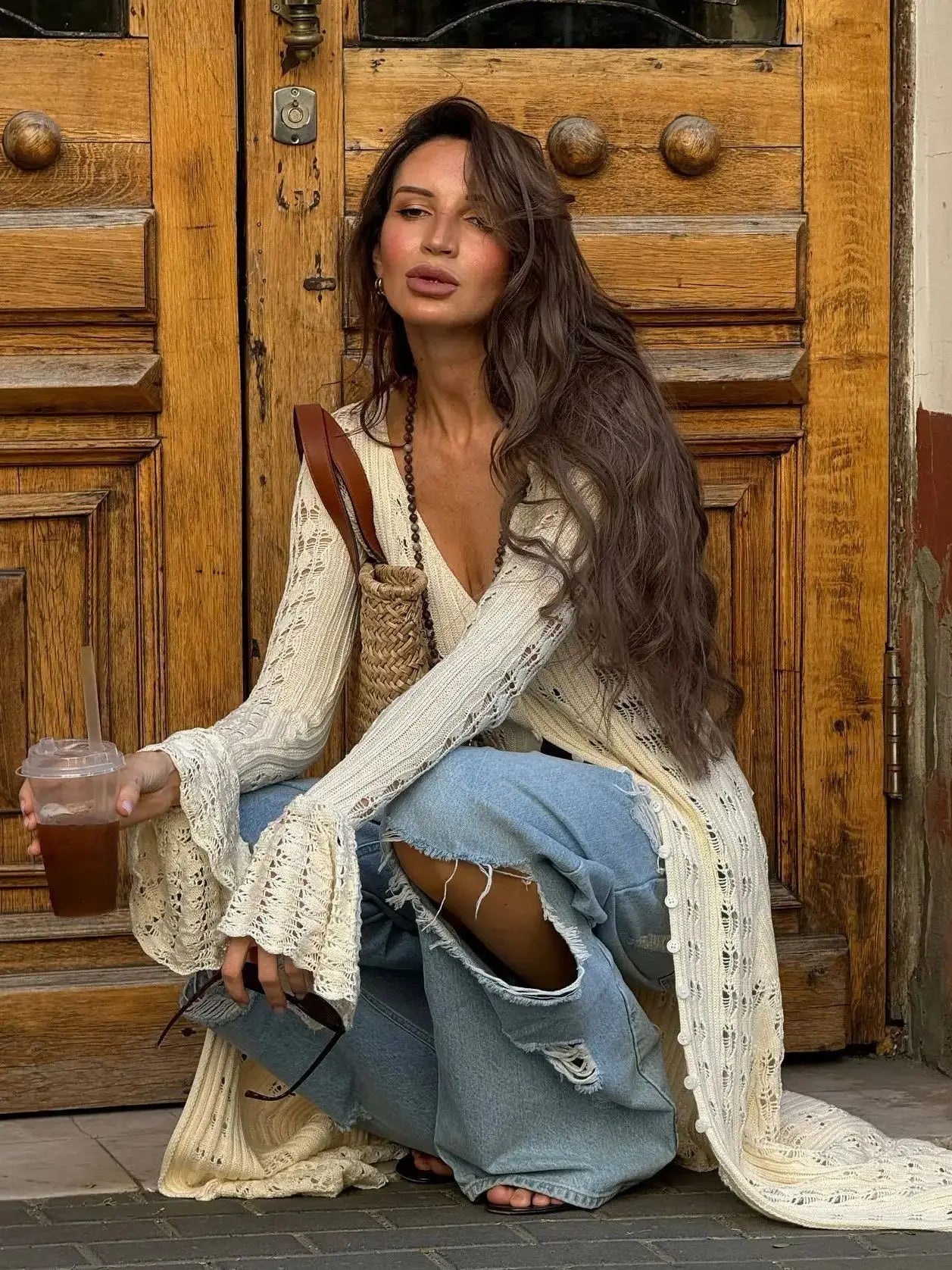 Vestido Longo Bata Cardigã em Tricô Modern Emily