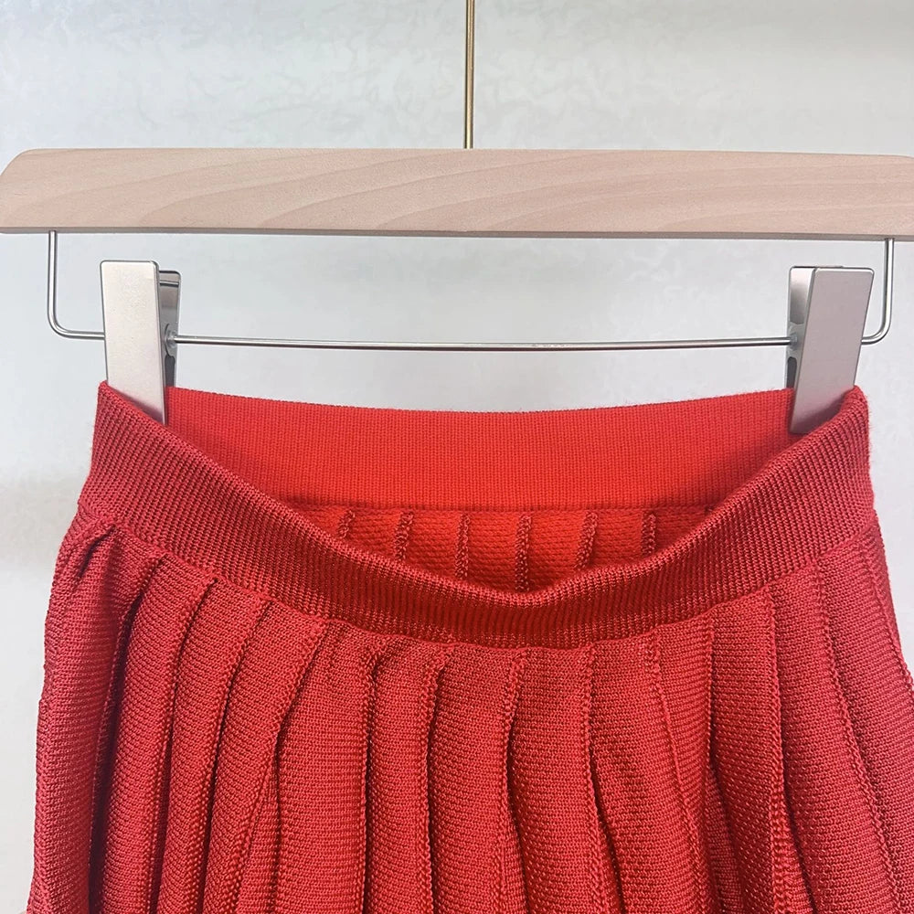 Conjunto Tricô Cardigan e Saia Plissada Modern Madison