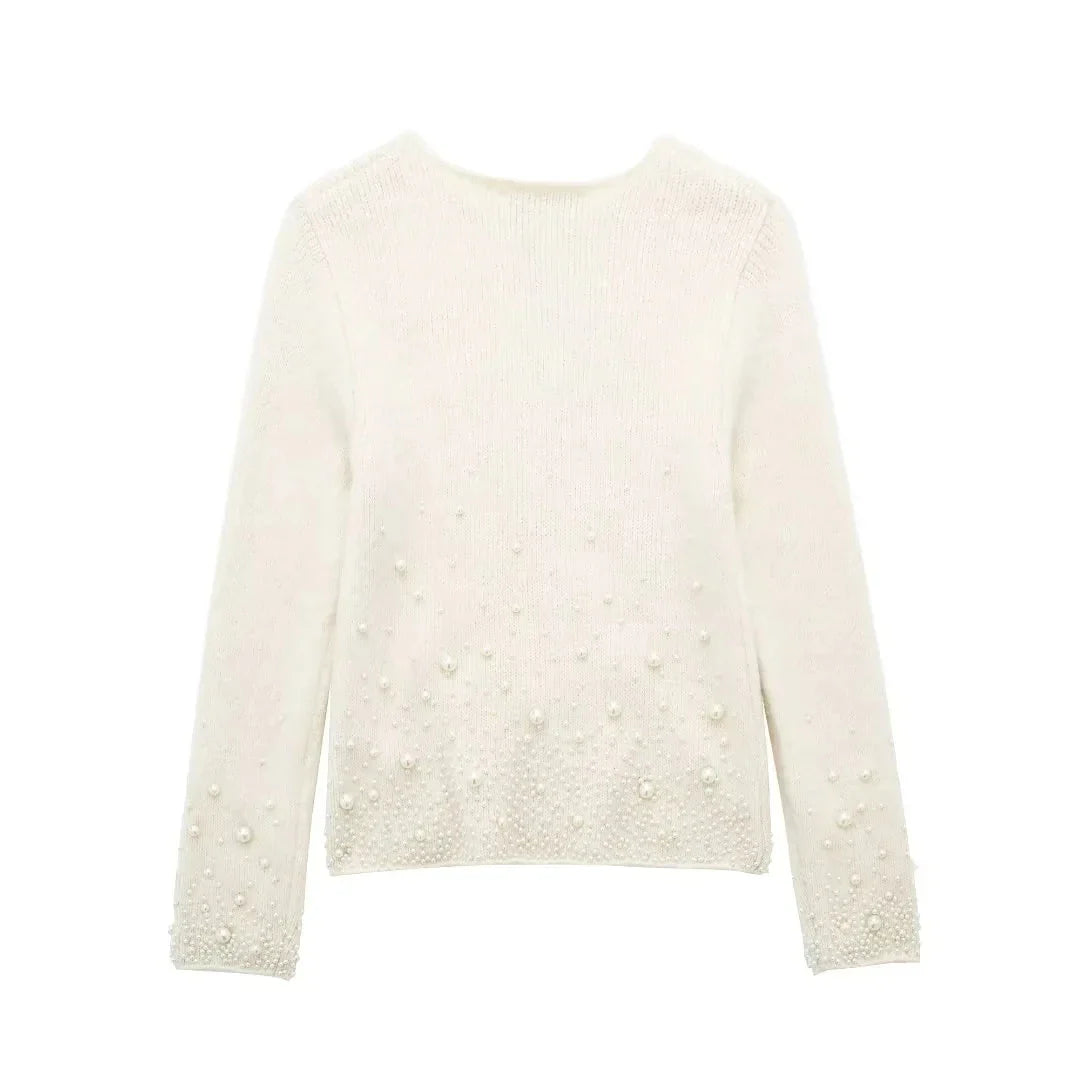 Conjunto Tricô Sueter e Saia com Pérolas Modern Martina