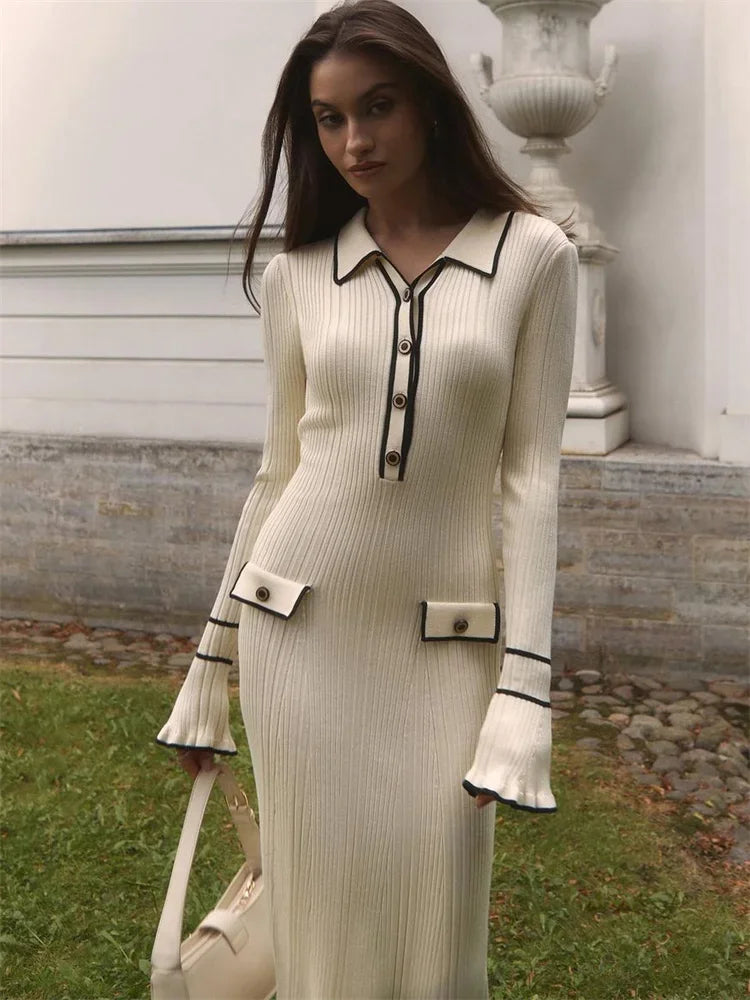 Vestido Midi Manga Longa com Botões Modern Amélie