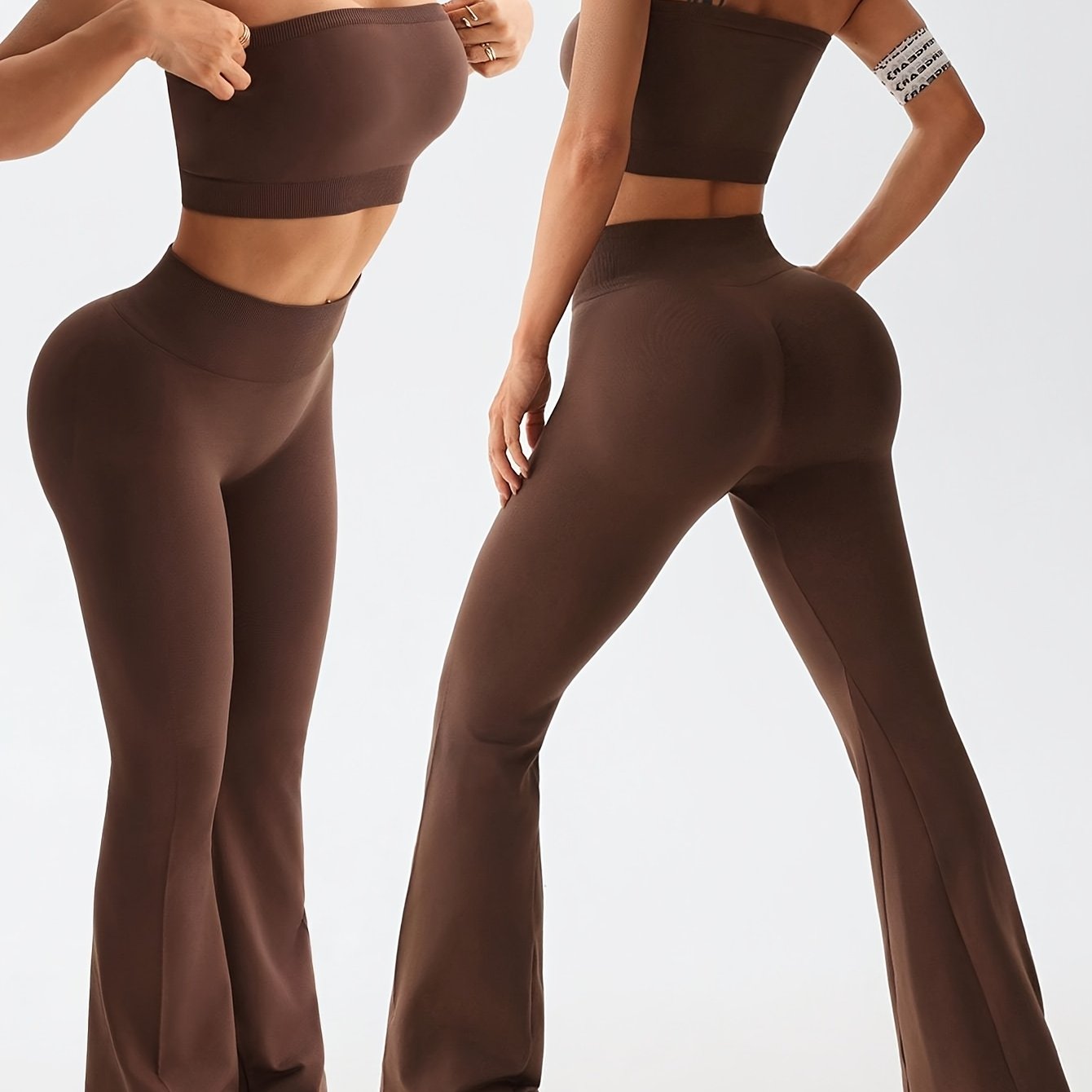 Conjunto Esportivo Top sem Alça e Calça Flare Modern Nayara