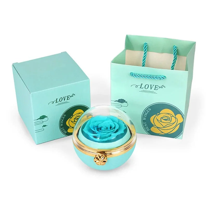 Caixa com Rosa Eterna & Colar de Corações Personalizado com Nomes