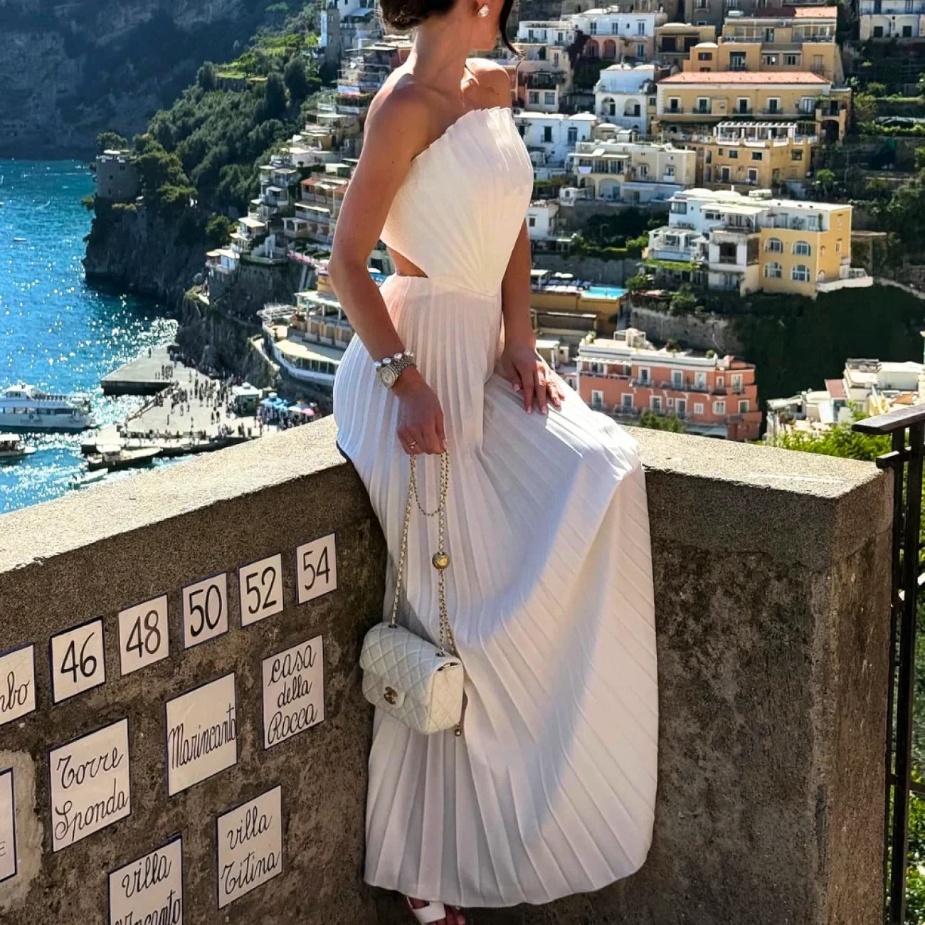 Vestido Longo Off White Plissado Modern Keisy