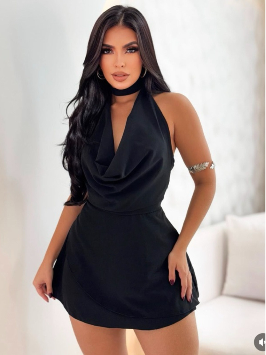 Vestido Curto Frente Única com Babado Modern Diana