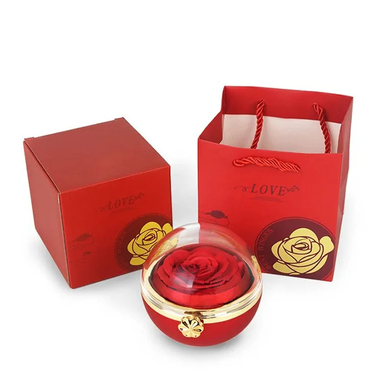 Caixa com Rosa Eterna & Colar de Corações Personalizado com Nomes