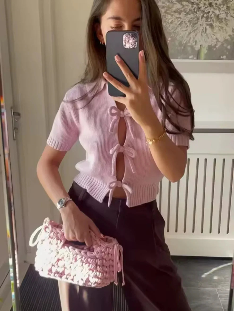 Blusa Tricô Manga Curta Modern Elodie