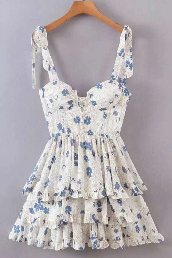 Vestido Curto Com Babados Modern Flora