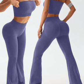 Conjunto Esportivo Top sem Alça e Calça Flare Modern Nayara