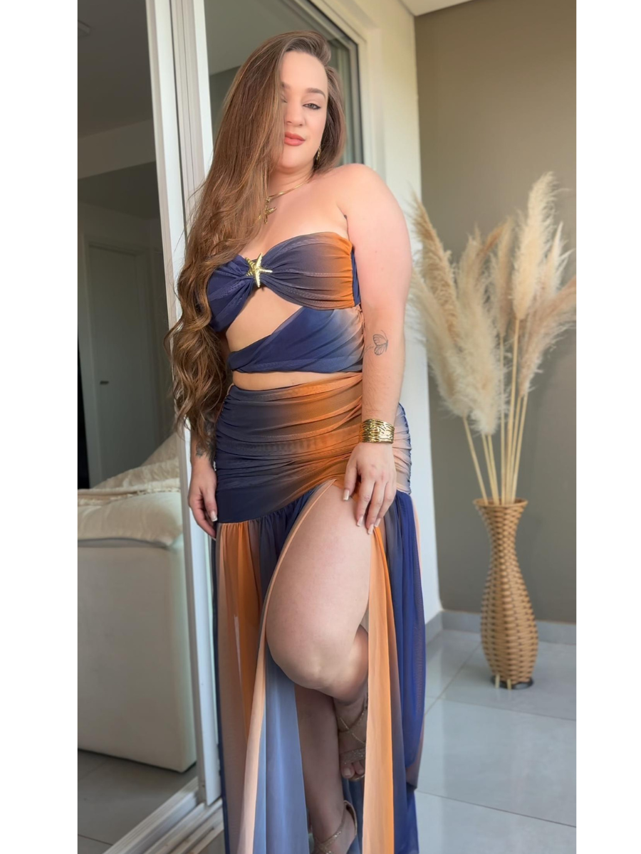 Vestido Blogueira Degradê Sem Alças Modern Sasha Cores Novas - LANÇAMENTO