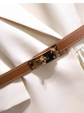 Vestido Midi Alfaiataria Plissado com Cinto Modern Yara