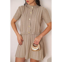 Conjunto Tricot Saia Curta e Blusa Meia Manga com Botões Modern Lívia