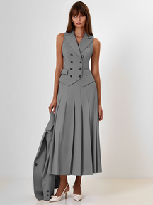 Conjunto Feminino de Alfaiataria com  Colete Clássico e Saia Modern Alessandra