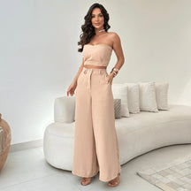 Conjunto Cropped e Calça Pantalona Cintura Alta Modern Stella