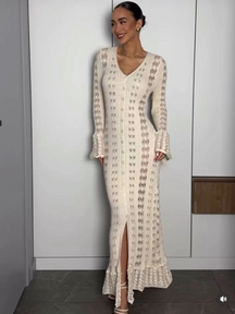 Vestido Longo Bata Cardigã em Tricô Modern Emily