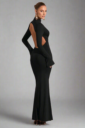 Vestido Longo Costas Aberta Manga Longa Modern Sylvie