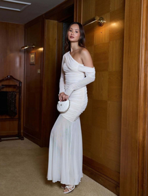 Vestido Longo de Tule Forrado Modern Sienna