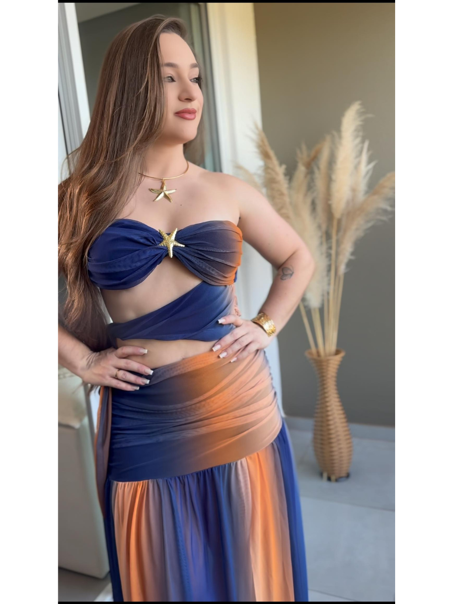 Vestido Blogueira Degradê Sem Alças Modern Sasha Cores Novas - LANÇAMENTO