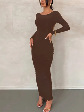 Vestido Manga Longa Costas Aberta Empina Bumbum Modern Natalie