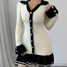 Vestido Curto Manga Comprida com Botões Modern Giulietta