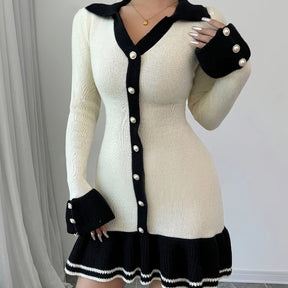 Vestido Curto Manga Comprida com Botões Modern Giulietta