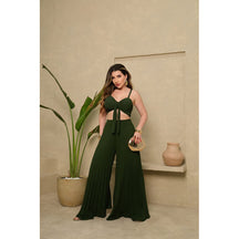 Conjunto Cropped e Calça Pantalona Plissada Modern Evelyn