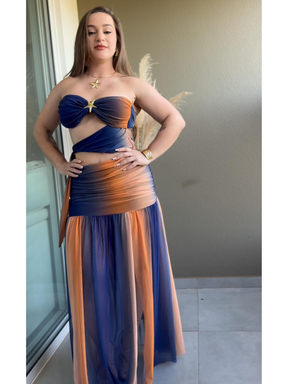 Vestido Blogueira Degradê Sem Alças Modern Sasha Cores Novas - LANÇAMENTO