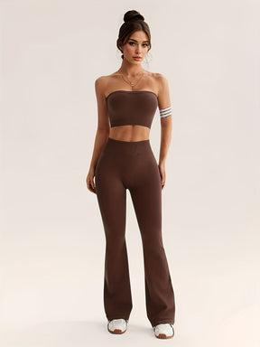 Conjunto Esportivo Top sem Alça e Calça Flare Modern Nayara