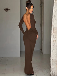 Vestido Manga Longa Costas Aberta Empina Bumbum Modern Natalie