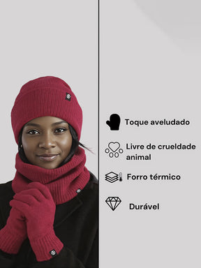 Conjunto Térmico Gorro, Cachecol e Luvas Modern Frozen