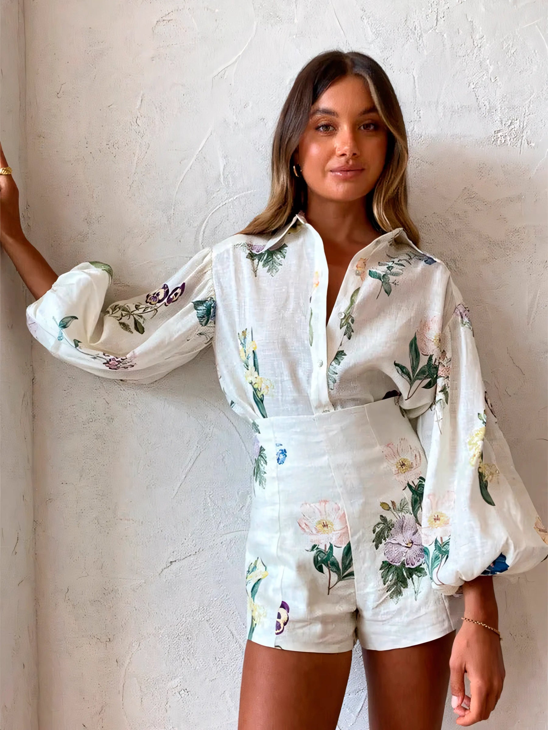 Conjunto Feminino de Alfaiataria Camisa e Shorts Modern Florence