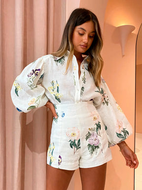 Conjunto Feminino de Alfaiataria Camisa e Shorts Modern Florence