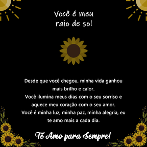 Caixa com Girassol Eterno & Colar Coração Personalizado