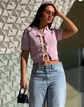 Blusa Tricô Manga Curta Modern Elodie