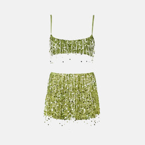 Cropped e Saia Paetê Modern Soleil